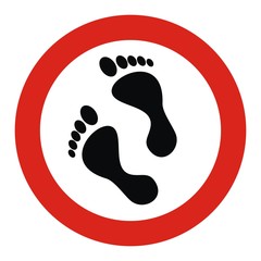 No entry, leg, mark in red frame, vector icon