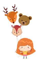 Kid Girl Woodland Animals Balloons