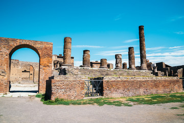 Ruins of Pompeii. Pompeii is an ancient Roman city died from the eruption of Mount Vesuvius in 79 AD