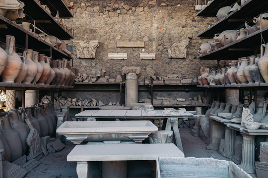 Ruins Of Pompeii. Pompeii Is An Ancient Roman City Died From The Eruption Of Mount Vesuvius In 79 AD