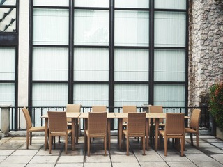 Table with chairs at restaurant