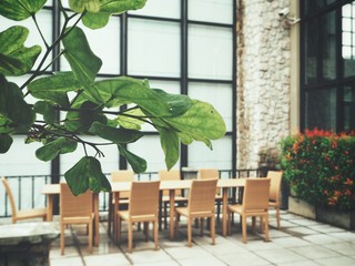 Table with chairs at restaurant