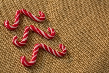High angle view of candy canes
