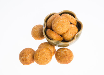 Peanut cookies or Chinese traditional peanut cookies on a background.