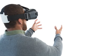 Male executive using virtual reality headset