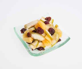 Dried fruits or assorted preserved fruits on background.