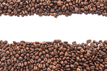 coffee cup and beans isolated on  white background, Free from copy space.