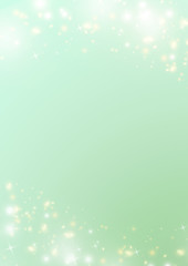Fototapeta na wymiar Pastel gradient green background, sparklin bokeh star and light border