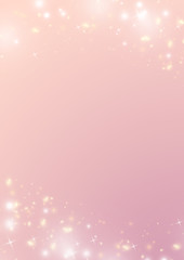 Pastel gradient pink background, sparklin bokeh star and light border