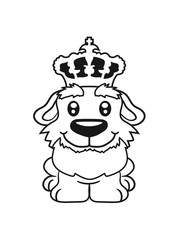 löwe tiger bär könig krone king alt opa bart sitzen klein kind warten gehorsam lustig hund welpe süß niedlich haustier comic cartoon