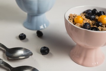 Bowl of breakfast cereals with spoon
