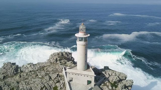 Aerial view of white lighthouse