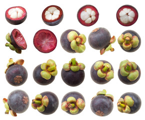 Set of Mangosteen isolated on white background