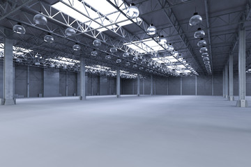 empty factory with lamps