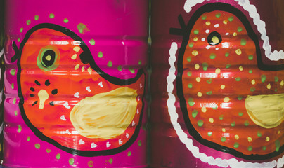 Mexican traditional style painted cans