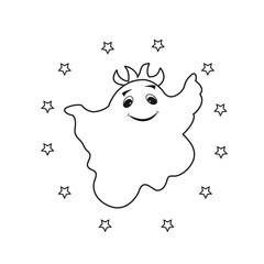 Funny Ghost on a White Halloween Background