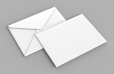 Blank white realistic baronial envelopes mock up. 3d rendering illustration.