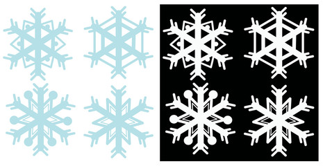 Snowflakes in blue and white colors