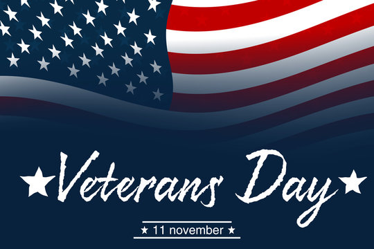 Design for holiday cards. Creative illustration,poster or banner of veterans day with u.s.a flag background. 