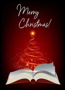 Merry Christmas card template with christmas tree