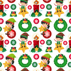 Seamless background design with christmas elf