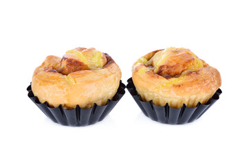 shredded pork and mayonnaise danish pastry on white background