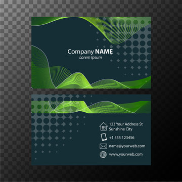 Businesscard template with green wavy lines
