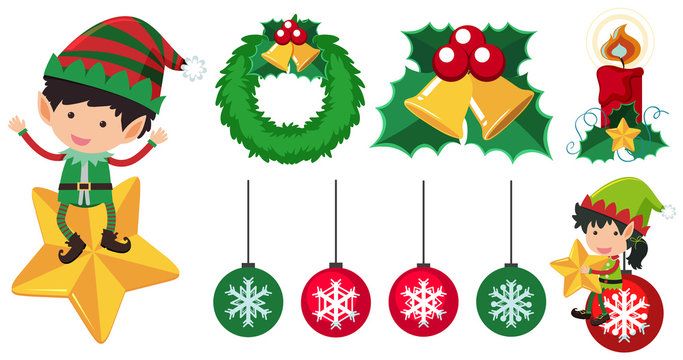 Elves and christmas ornaments