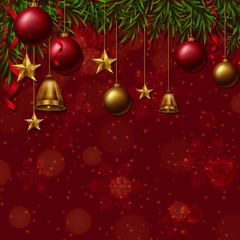 Background template with christmas ornaments