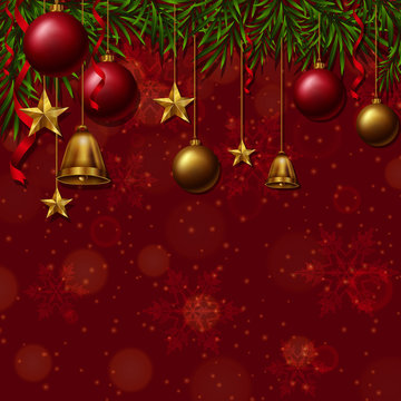 Background template with christmas ornaments