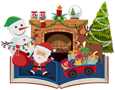 Book of christmas with santa and present