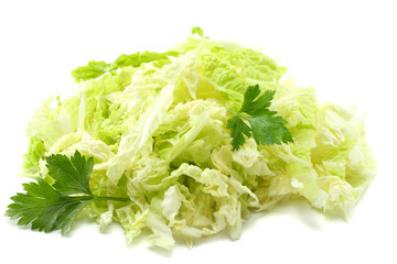 cabbage salad with parsley isolated on white background