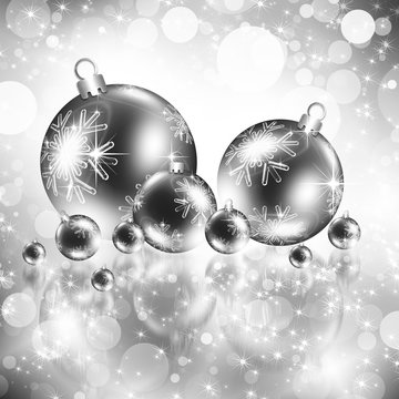Background with Christmas silver baubles