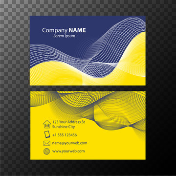 Businesscard template with blue and yellow background