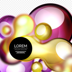 Glass bubbles on grey, modern techno liquid design