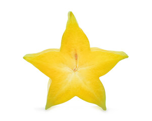 half cut of star apple tropical fruit isolated on white background