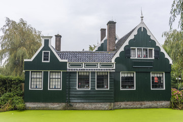 Traditional Dutch house in Zaanse Schans. The Zaanse Schans is a typically Dutch small village in Amsterdam, Netherlands..
