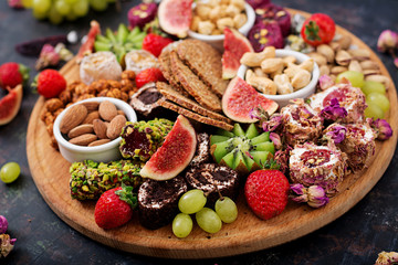 Mix fruits and nuts, healthy diet, Turkish sweets, eating lean.