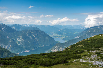 Fototapeta na wymiar Scenic view of alps mountains a sunny day