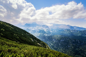 Scenic view of alps mountains a sunny day