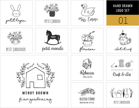 Simple and stylish collection of modern logos and illustrations