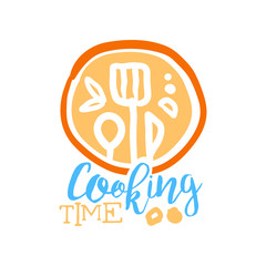 Handmade abstract cooking logo template with cutlery