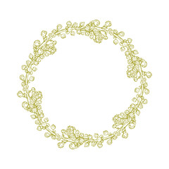 Isolated abstract round wreath shape. Natural symbol.