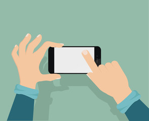 hand hold phone and touch