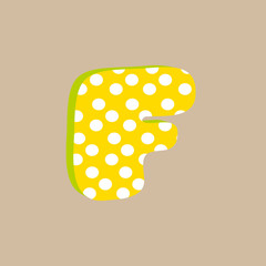 3d cute alfabet letter F with polka dots isolated Vector illustration © lena10sheiko