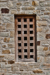 Window with wooden bars