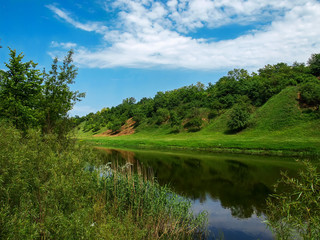 The river in the spring in a sunny day.