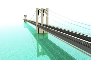 Long bridge spreading over water