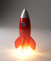 Modern digital rocket launching 3D rendering