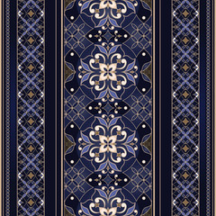 Vector line art seamless border for design template.